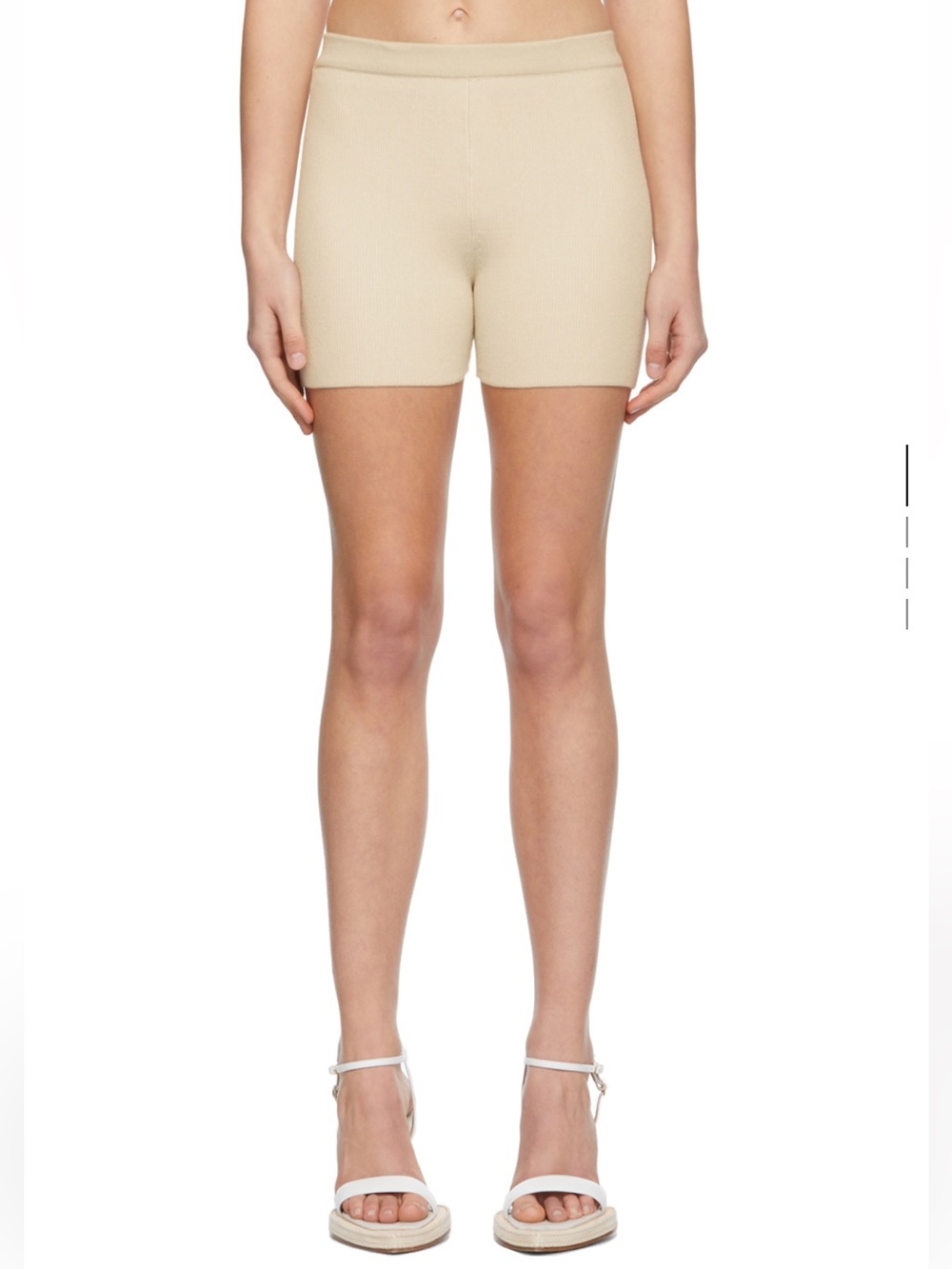 Jacquemus Ribbed High-Waist Bike Shorts — Beige